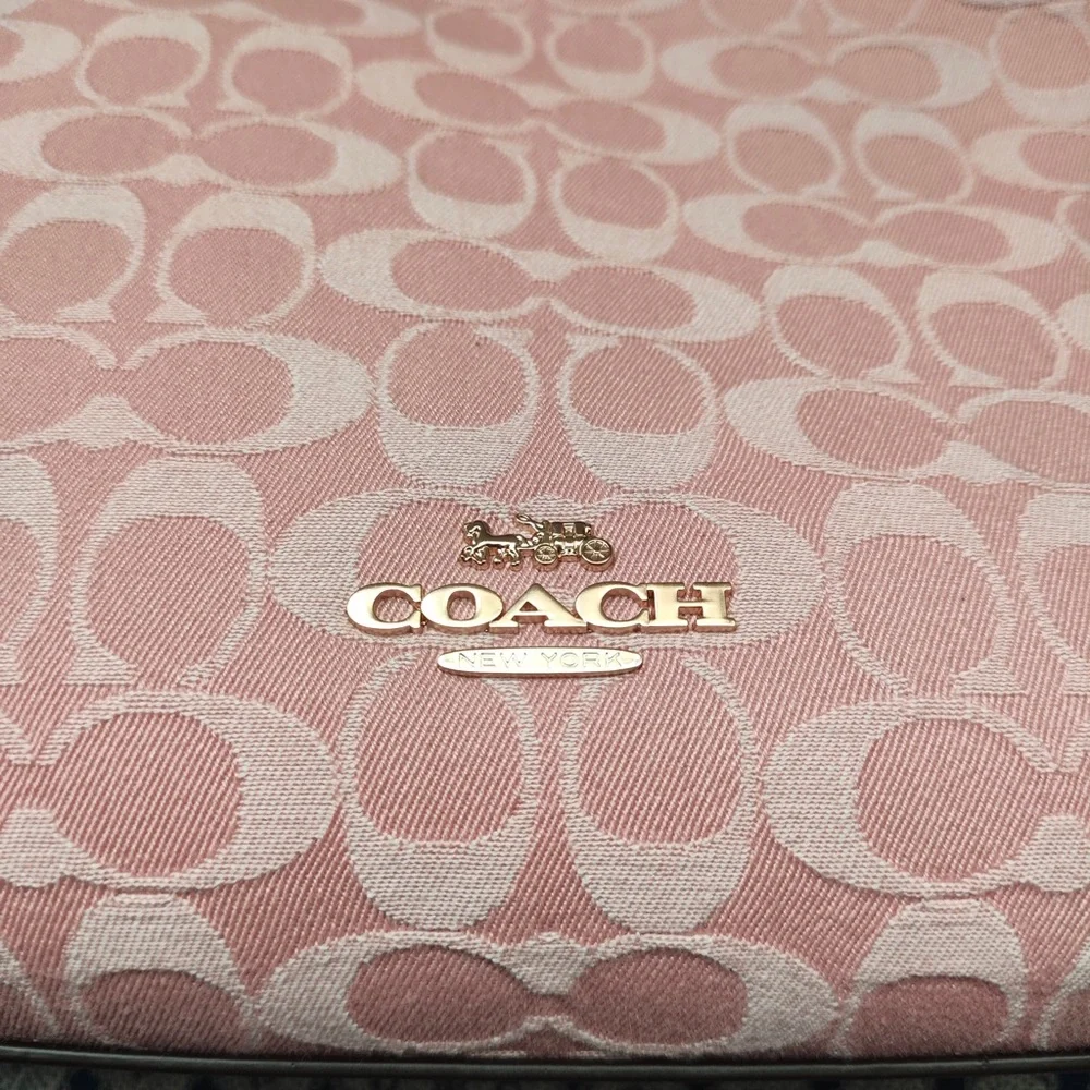 Coach Pink Signature Canvas Hobo with Gold-Tone Accents